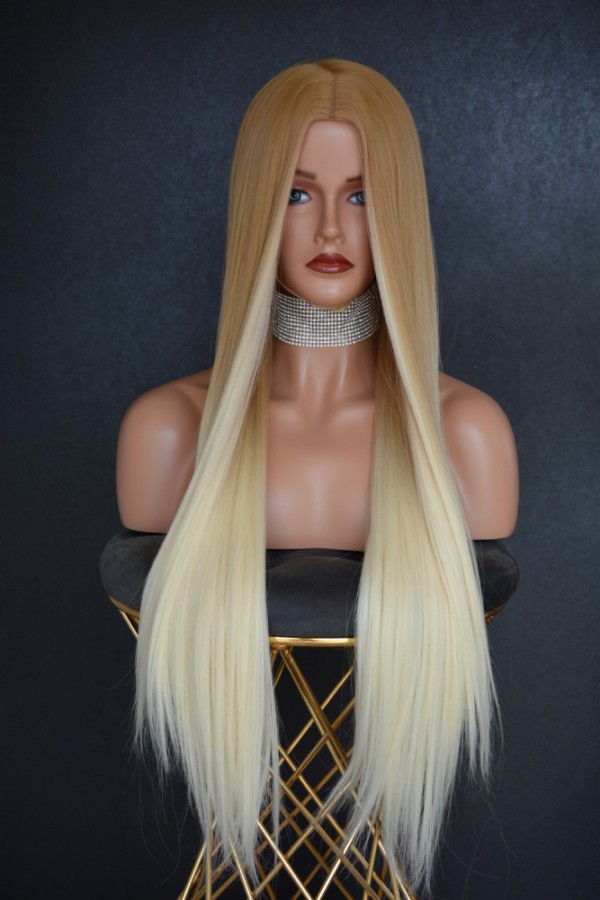 Gold Platin Ombreli Düz Fiber Sentetik Peruk